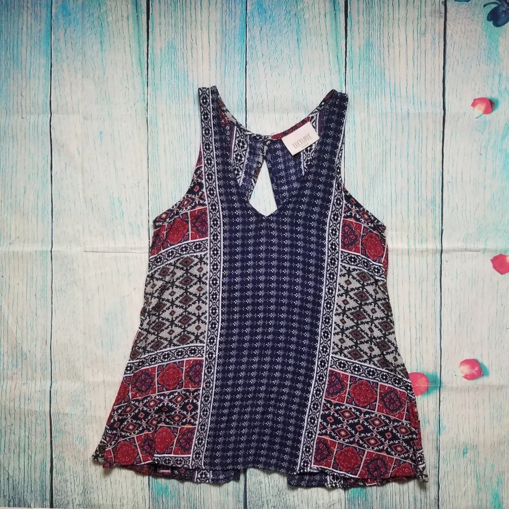 Lucy Love mixed print sleeveless top size …
